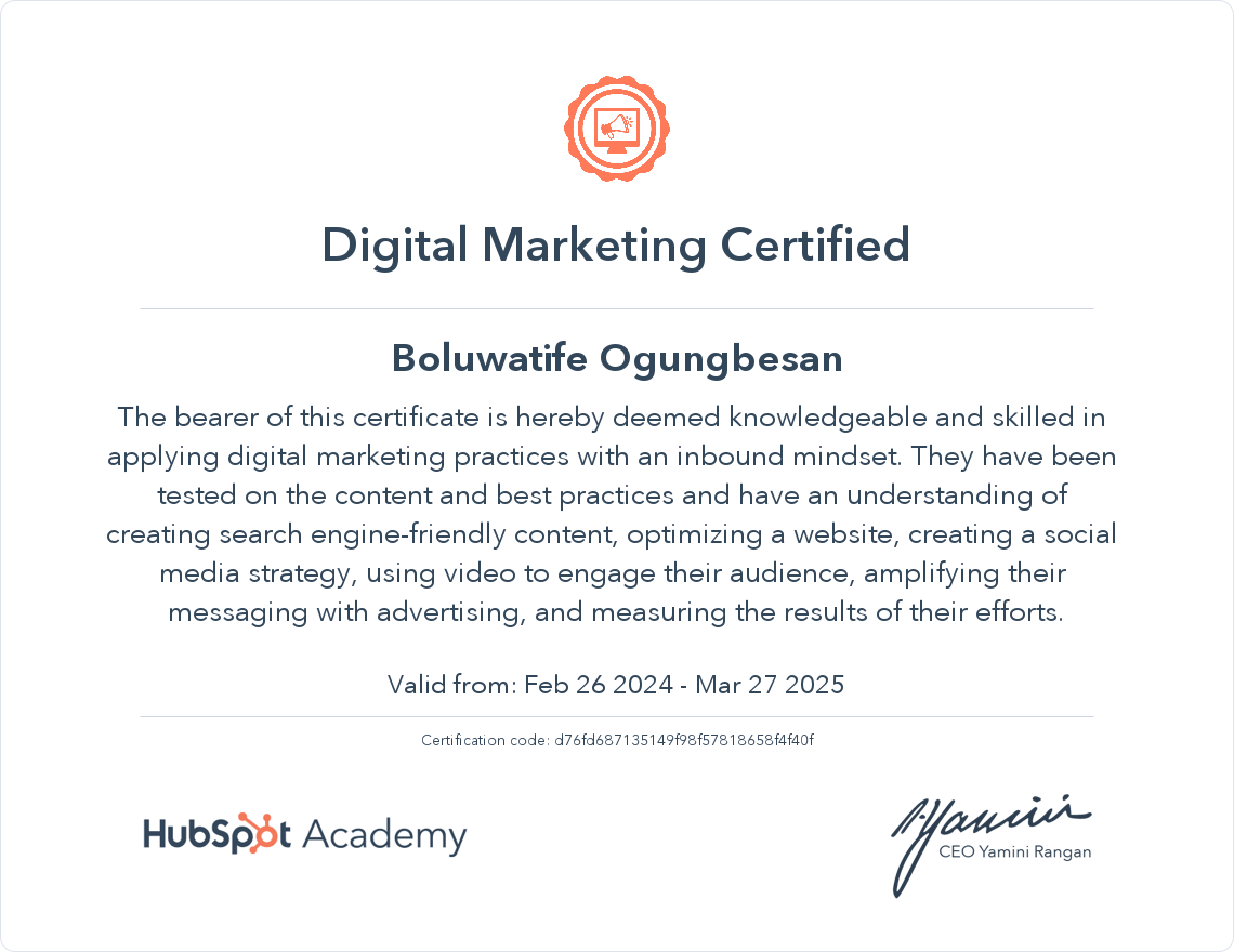 Your certificate