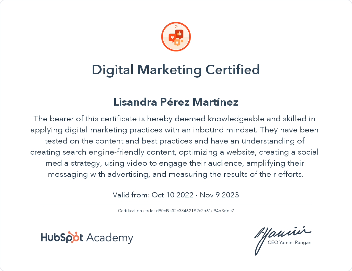 Your certificate