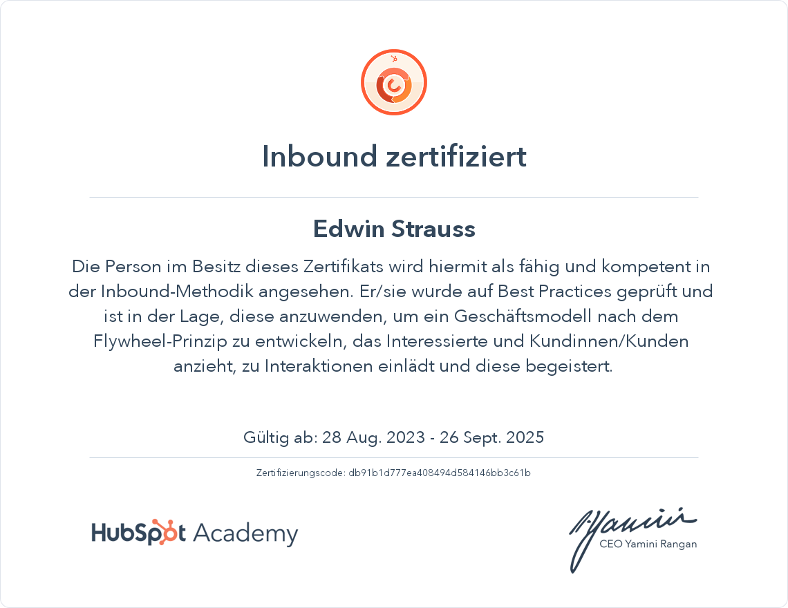 Ihr Zertifikat