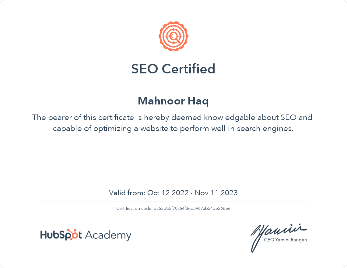 Your certificate