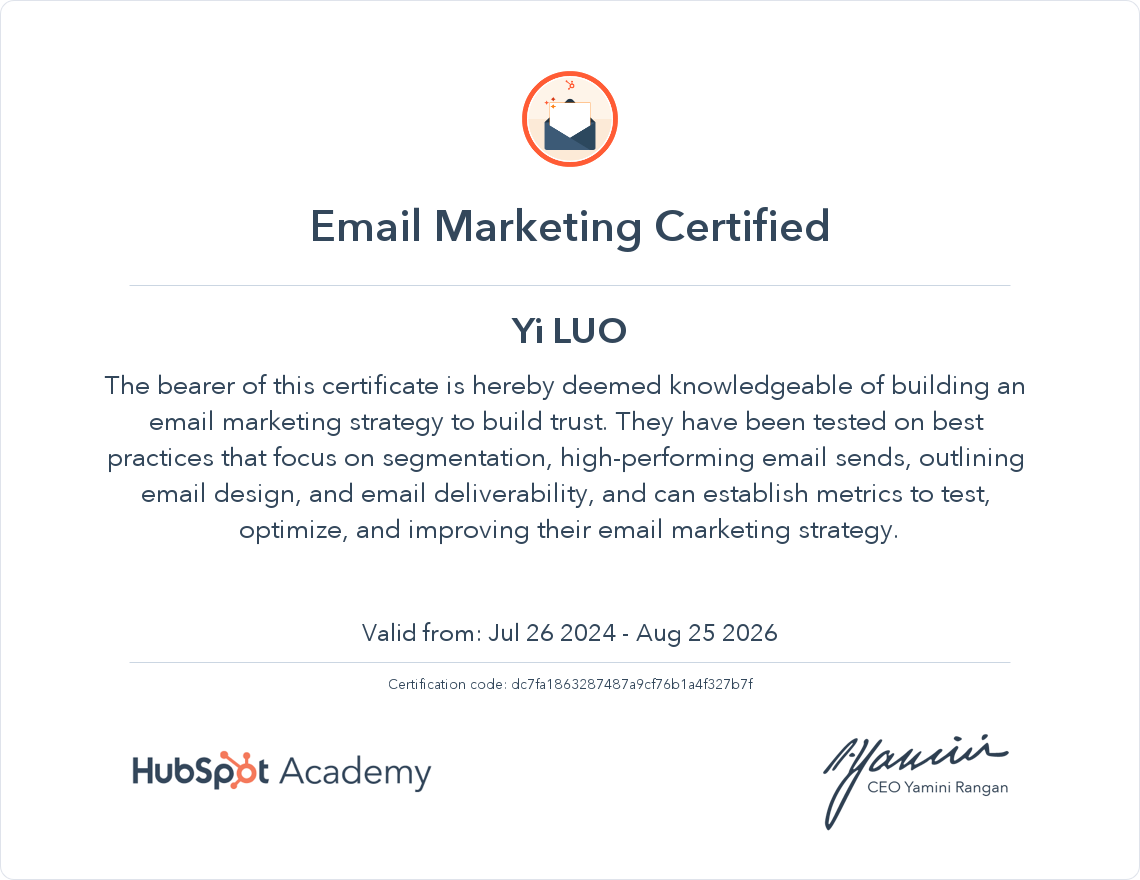 Your certificate