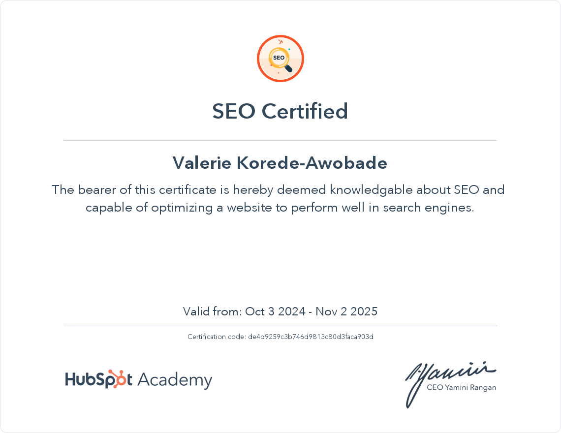 Your certificate