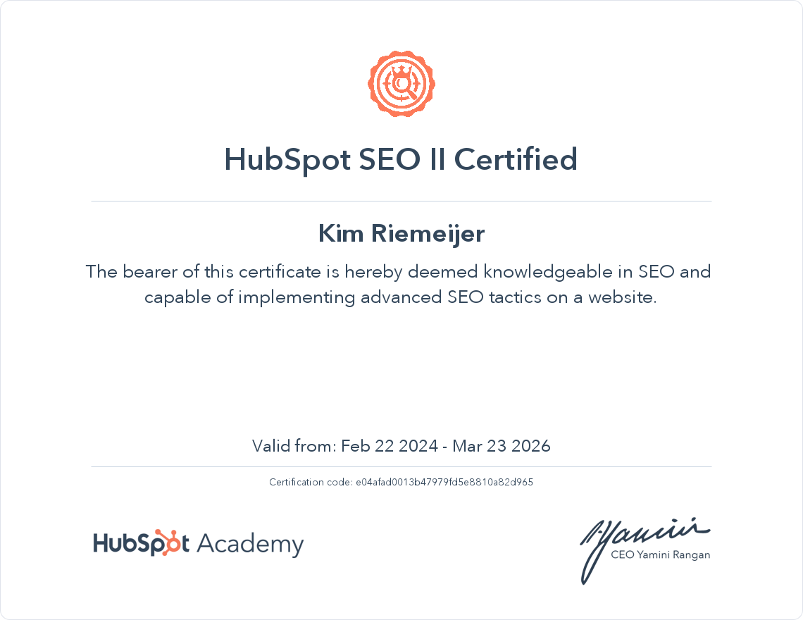 Your certificate