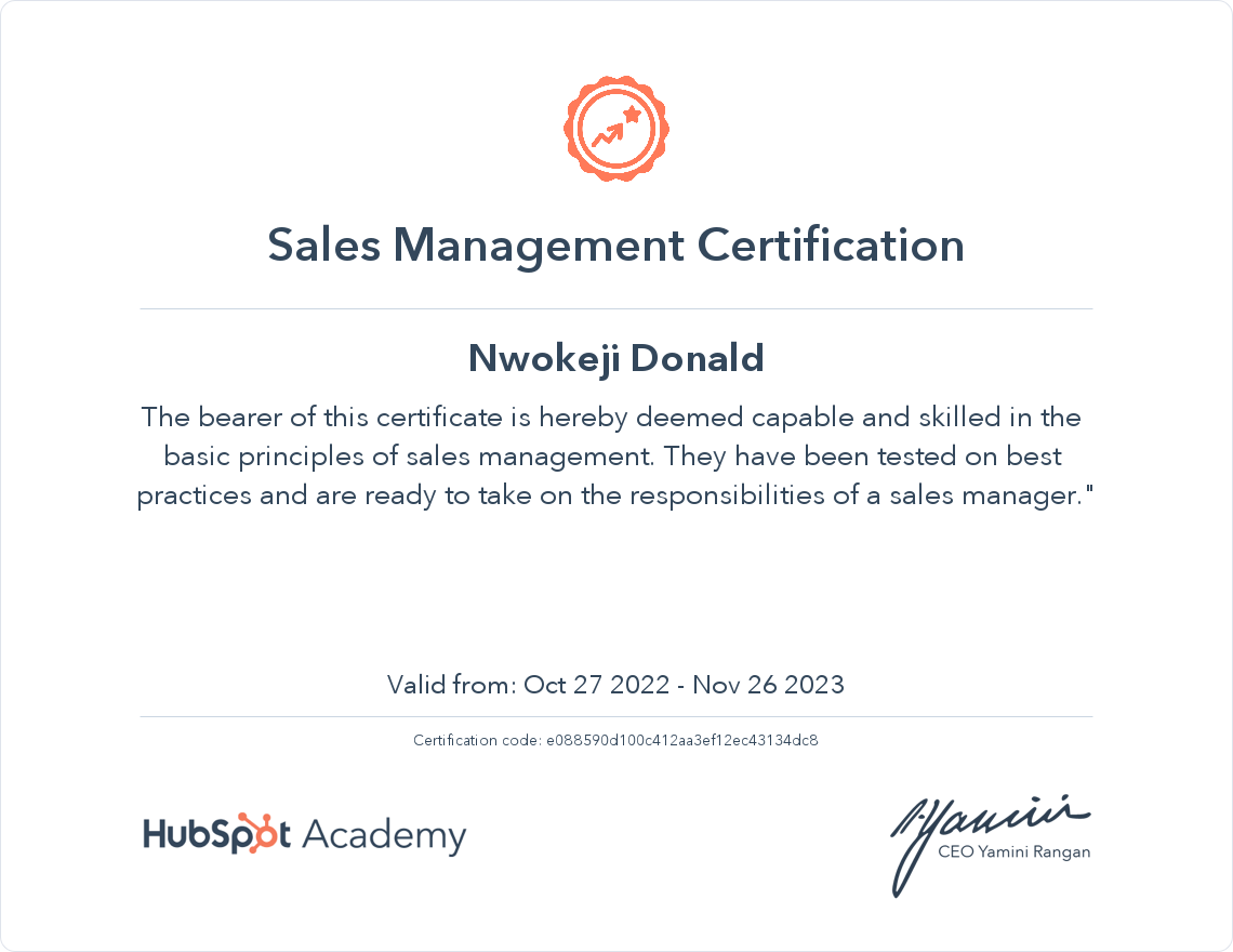 Your certificate