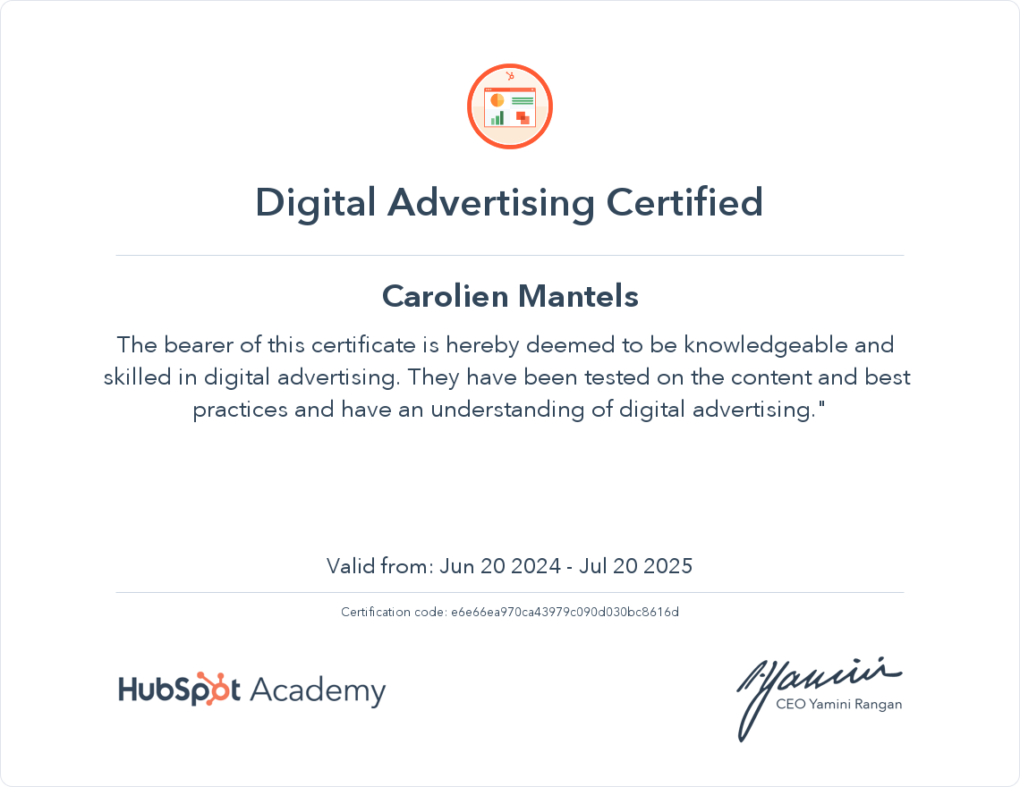 Your certificate