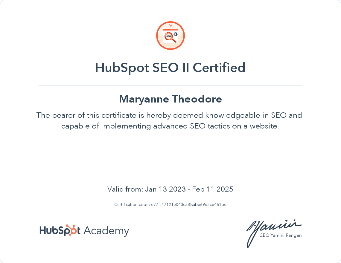 Your certificate