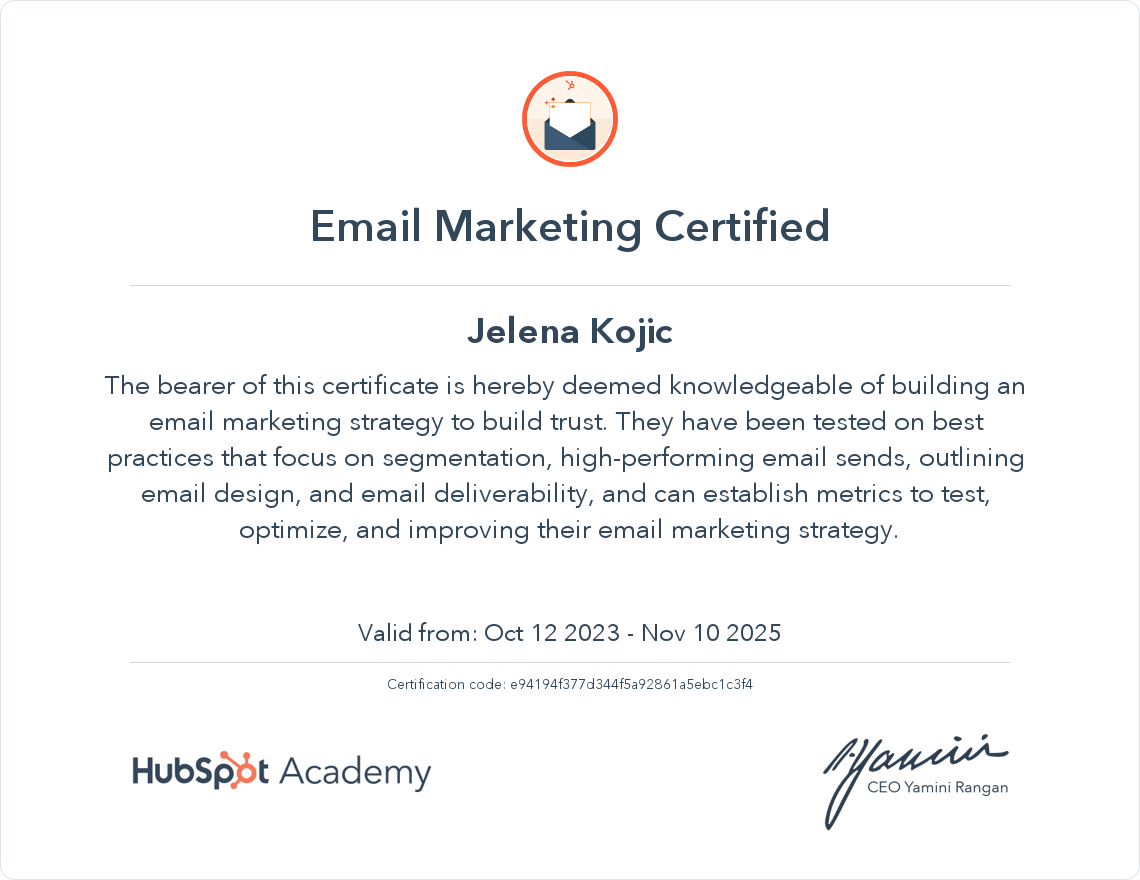 Your certificate