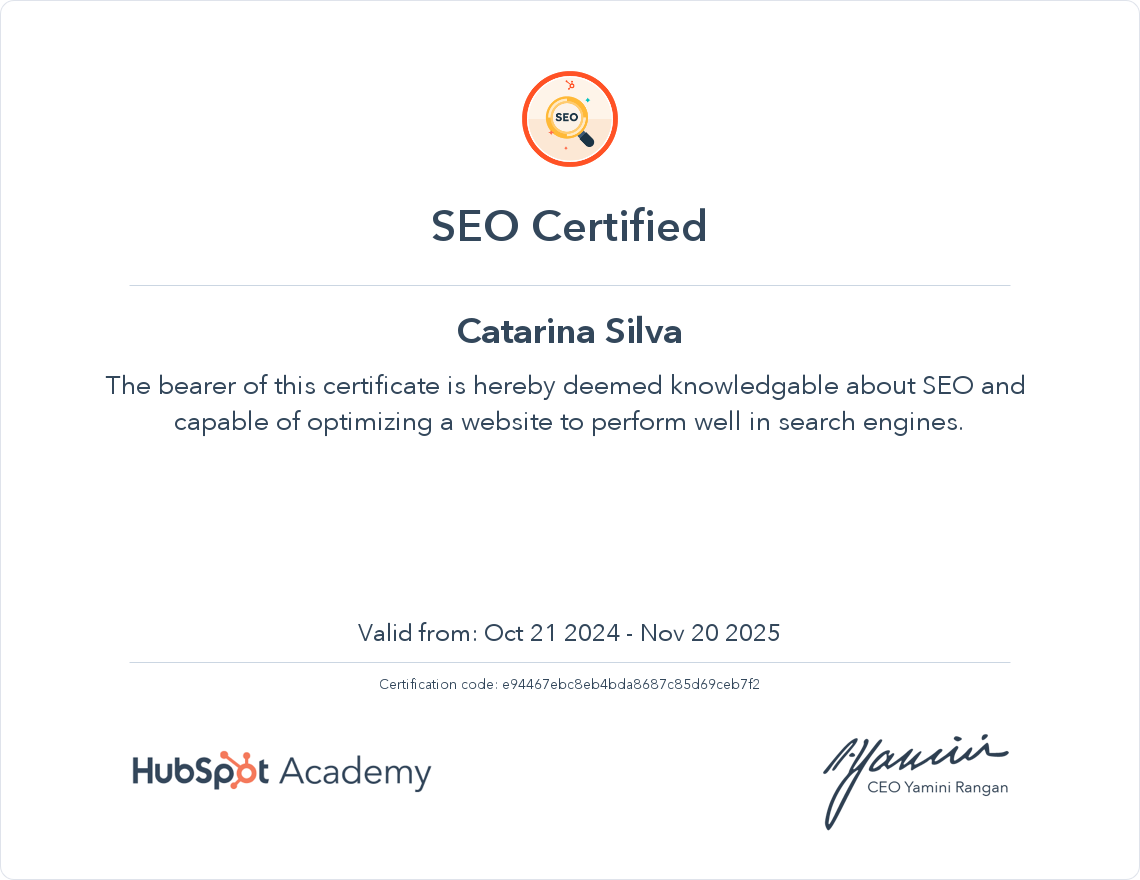 Your certificate