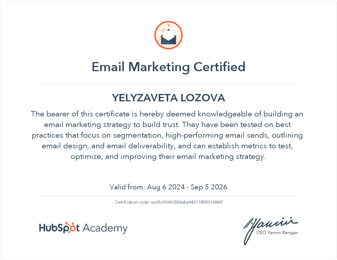 Your certificate
