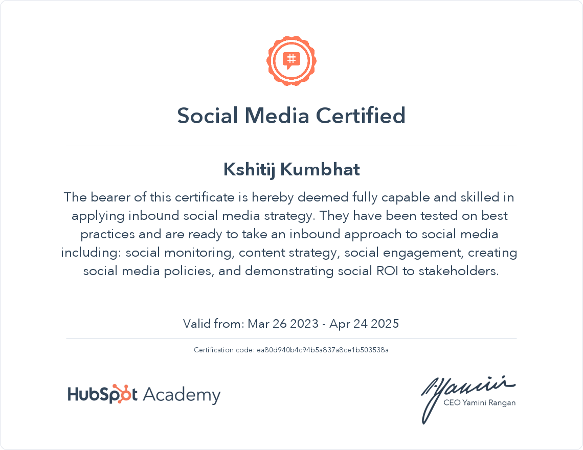 Your certificate