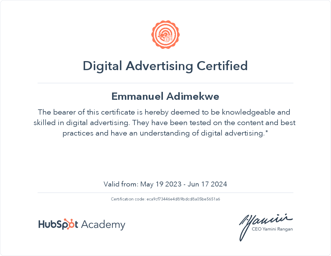 Your certificate