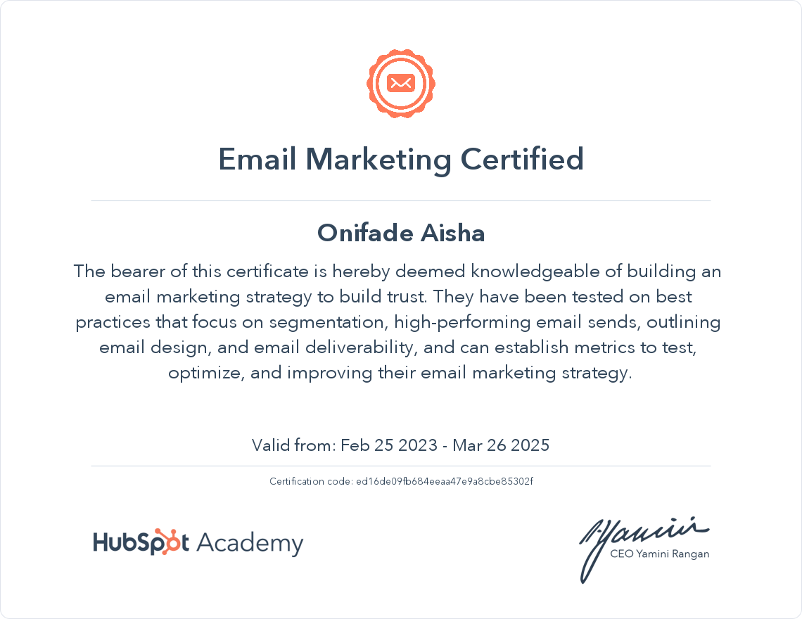 Your certificate