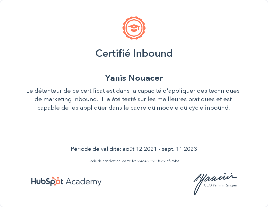 Your certificate
