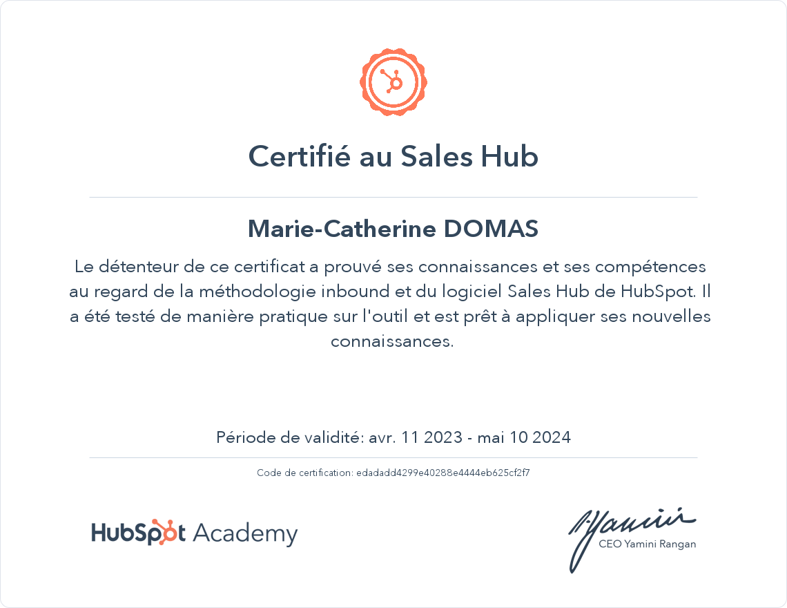 Votre certificat