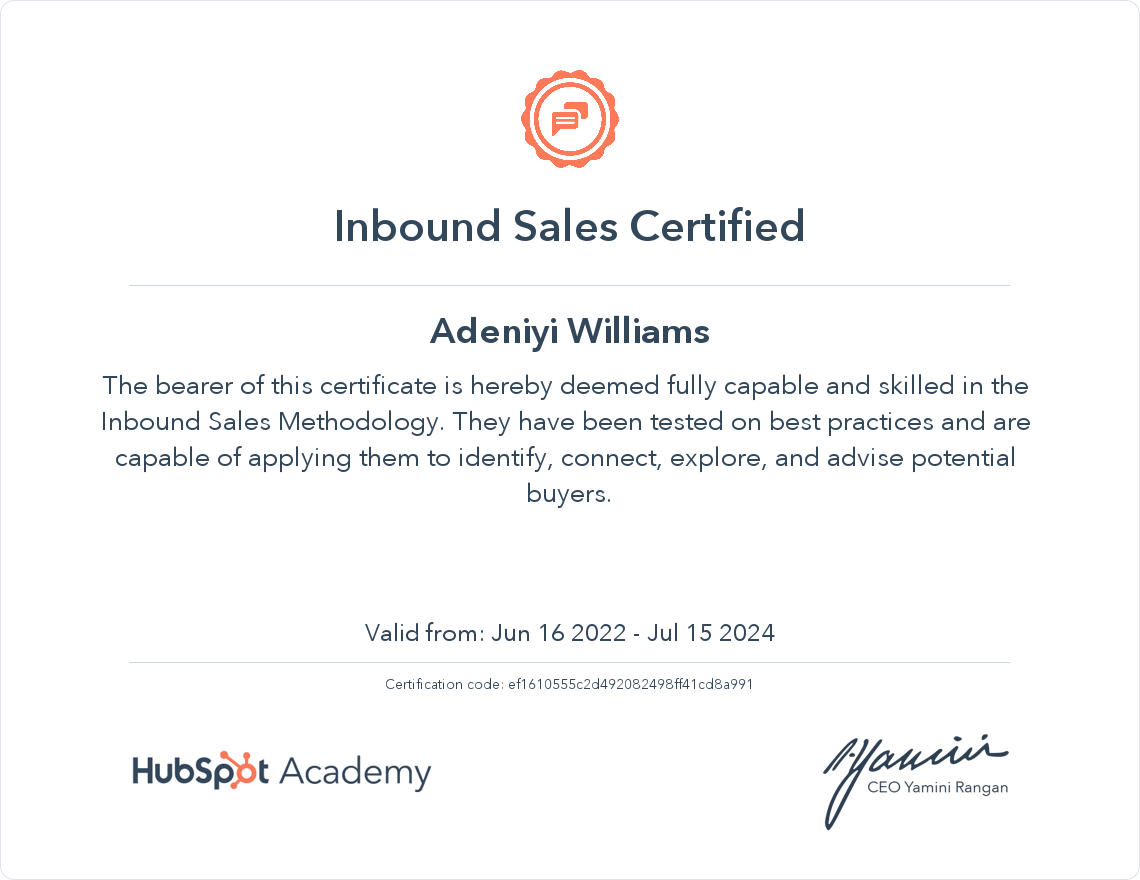 Your certificate