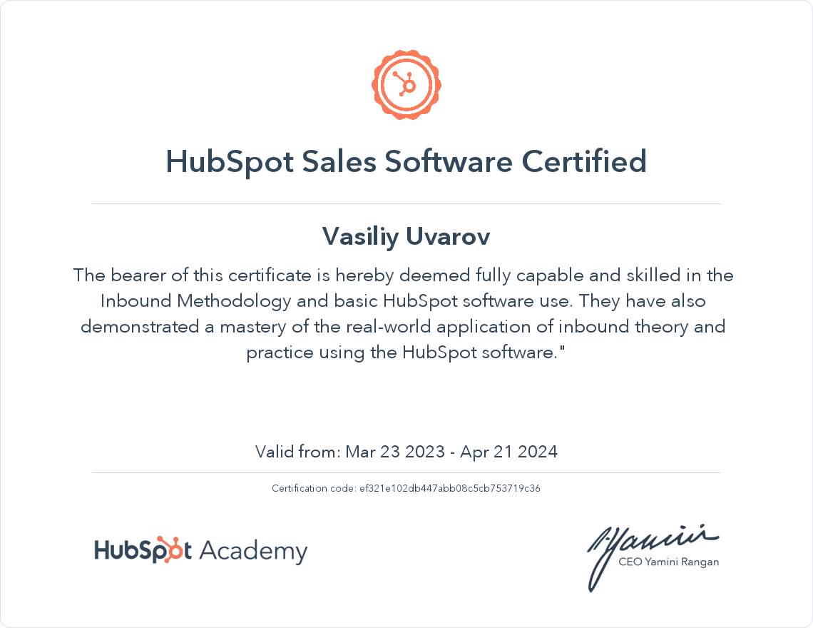 Your certificate