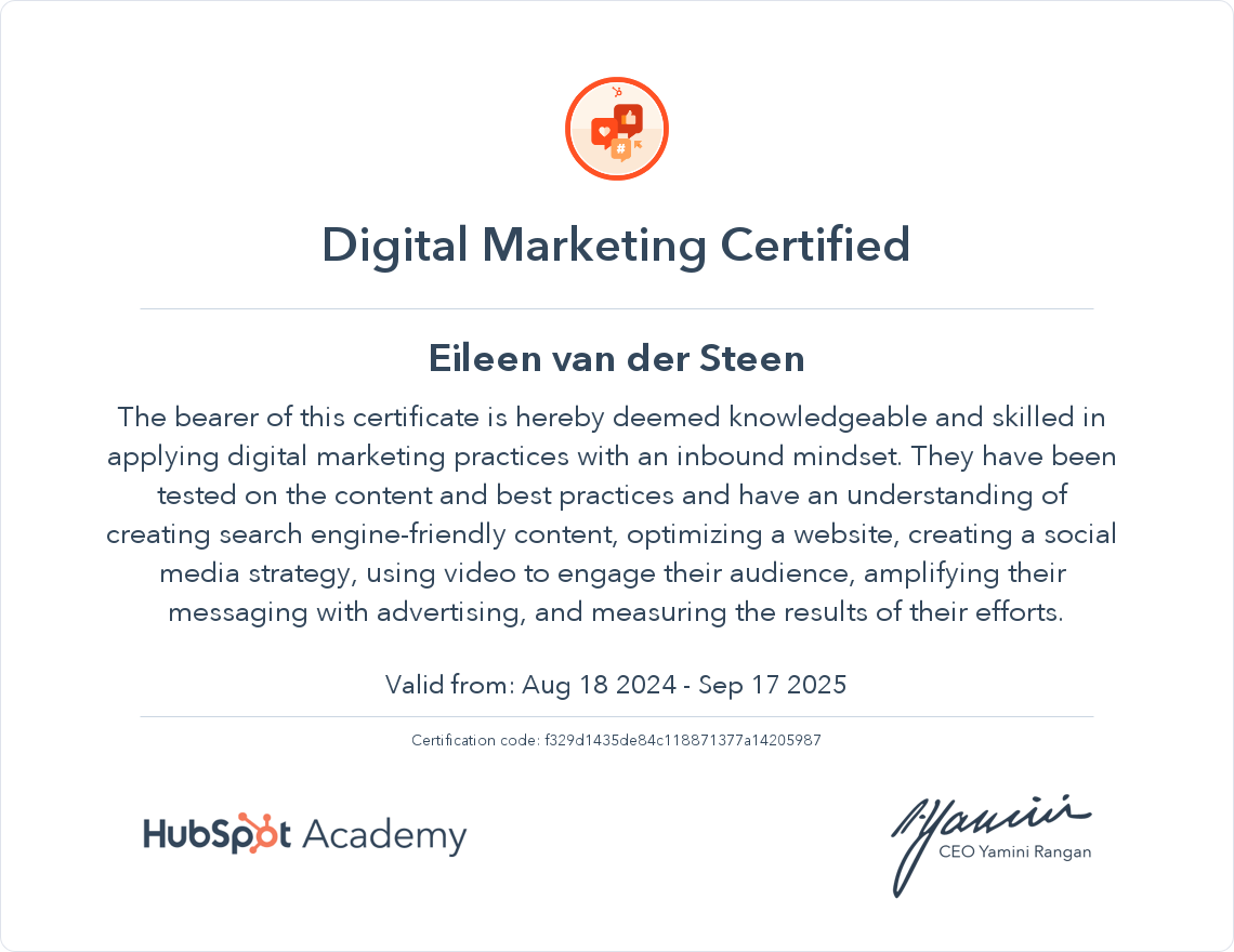 Your certificate