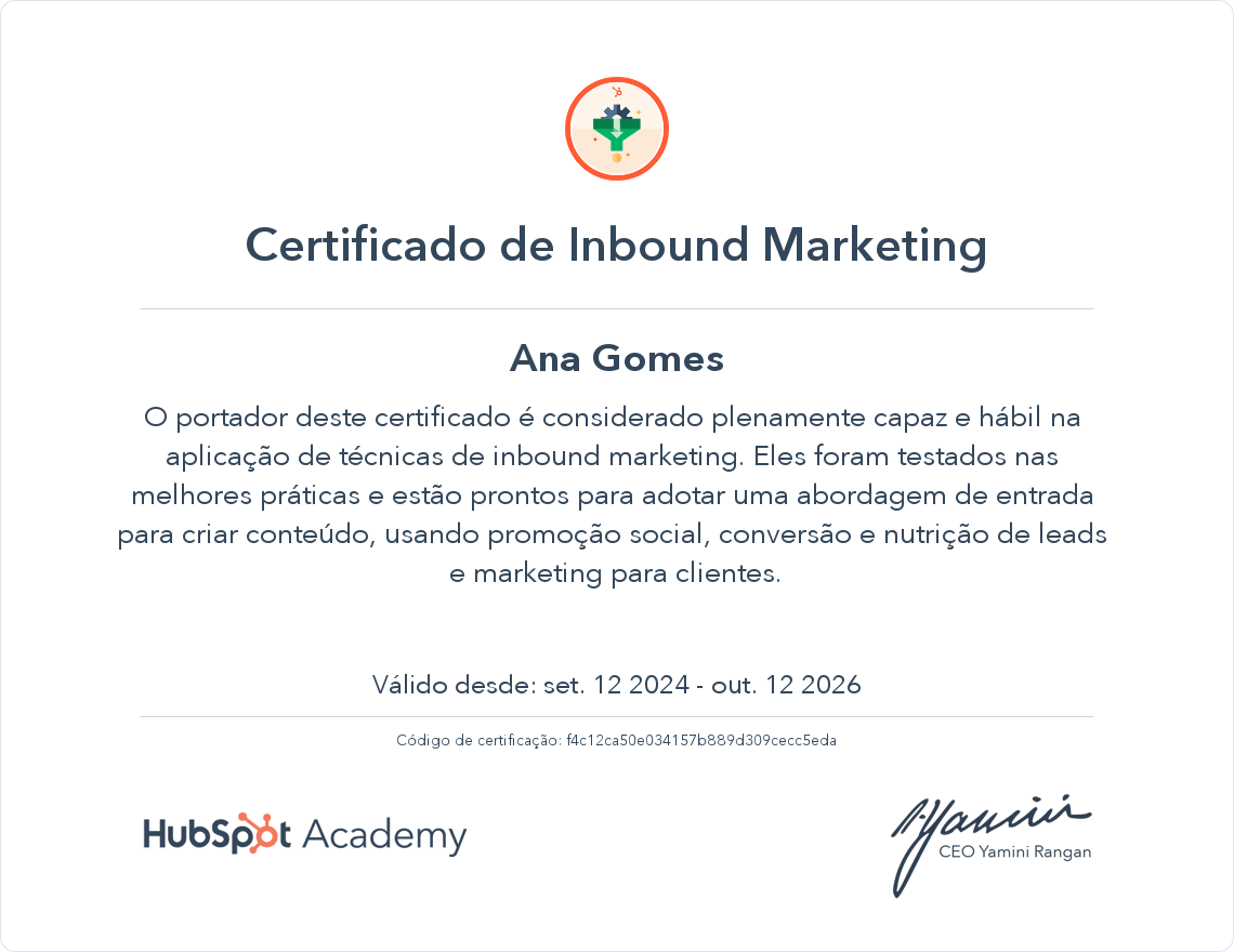 Seu certificado