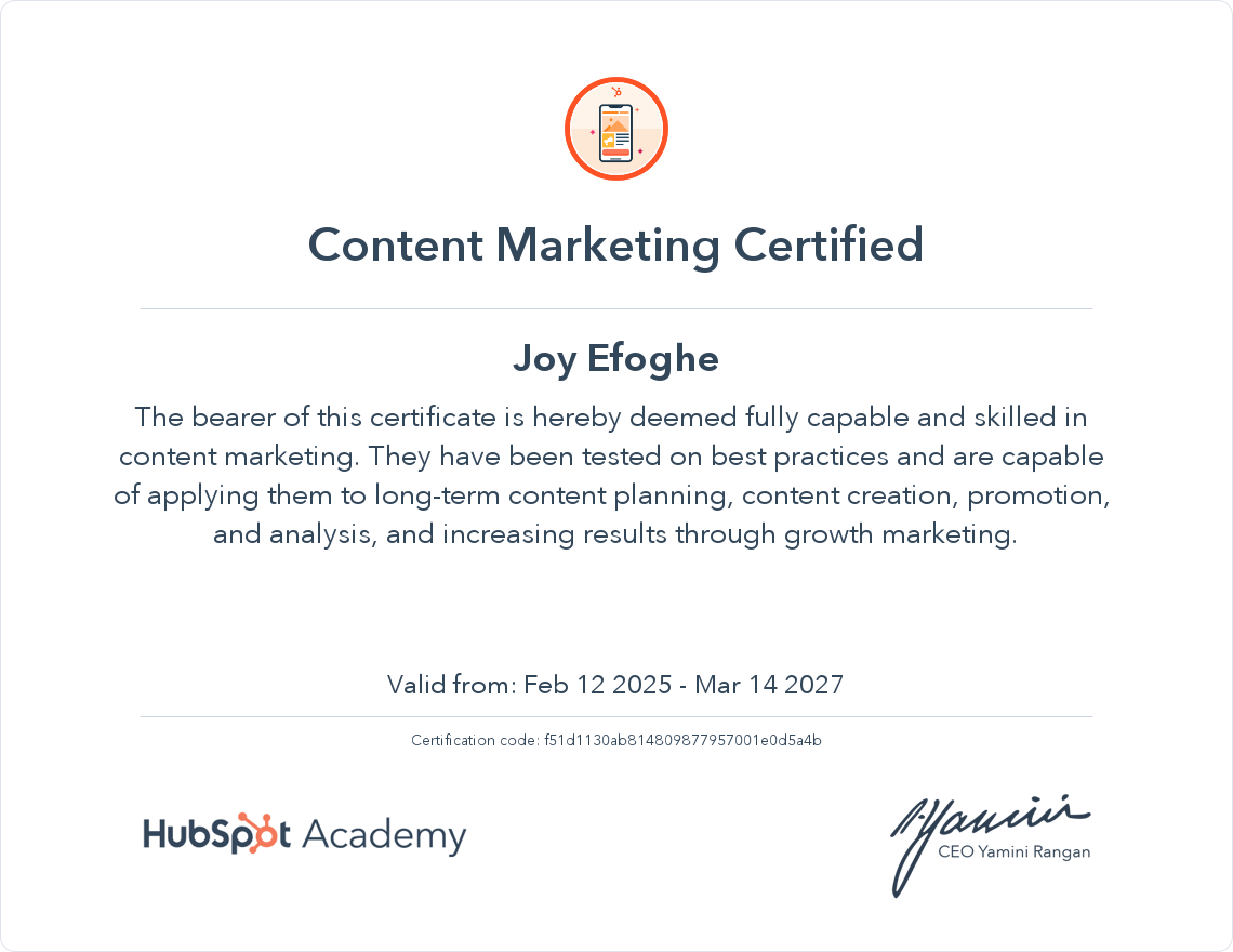 Your certificate
