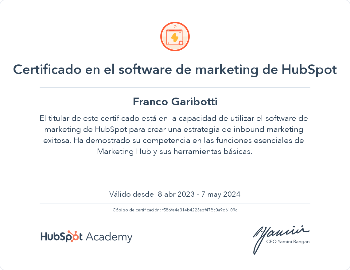 HubSpot Academy HubSpot Marketing Software Certification
