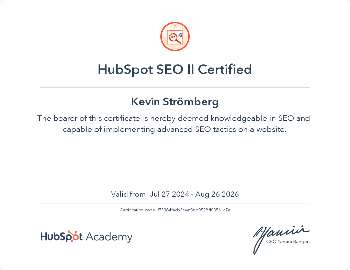 Your certificate