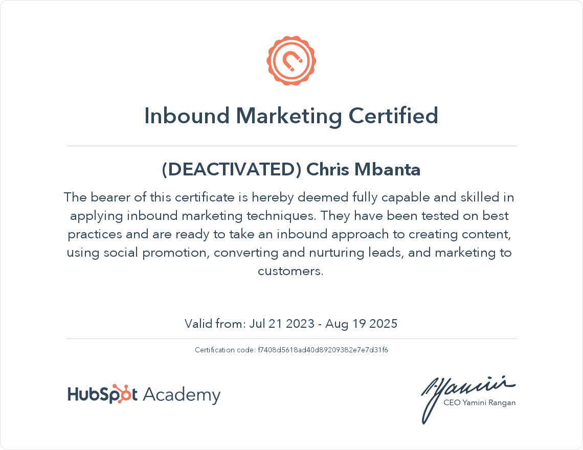 Your certificate