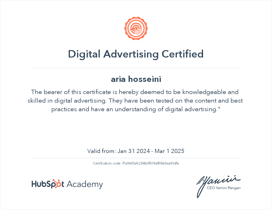 Your certificate