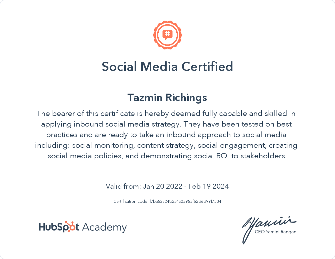 Your certificate
