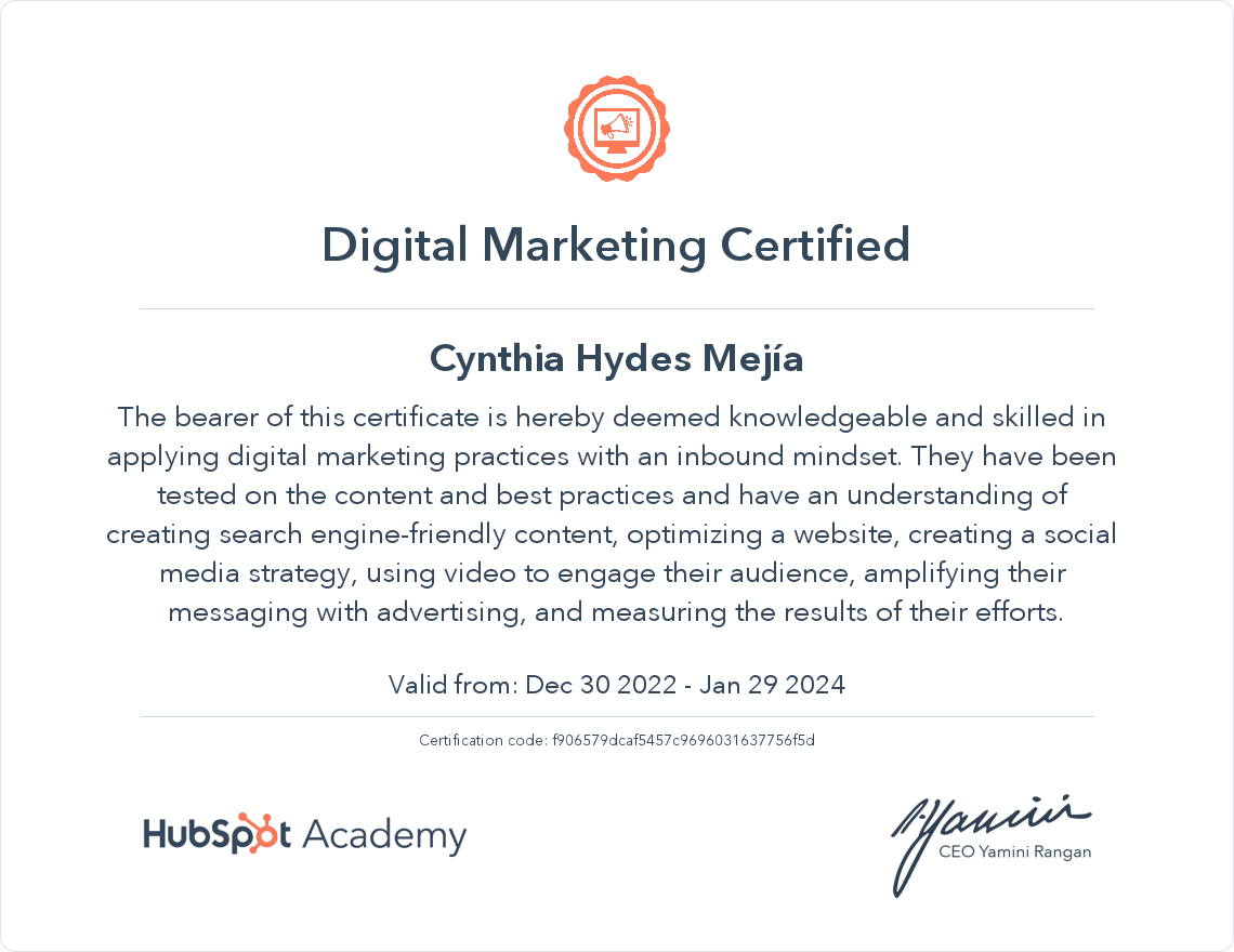 Your certificate
