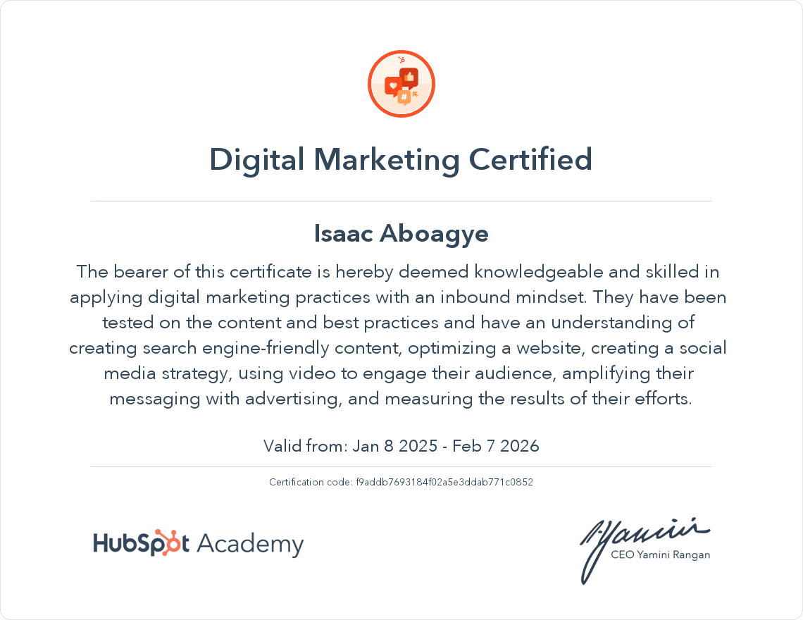 Your certificate