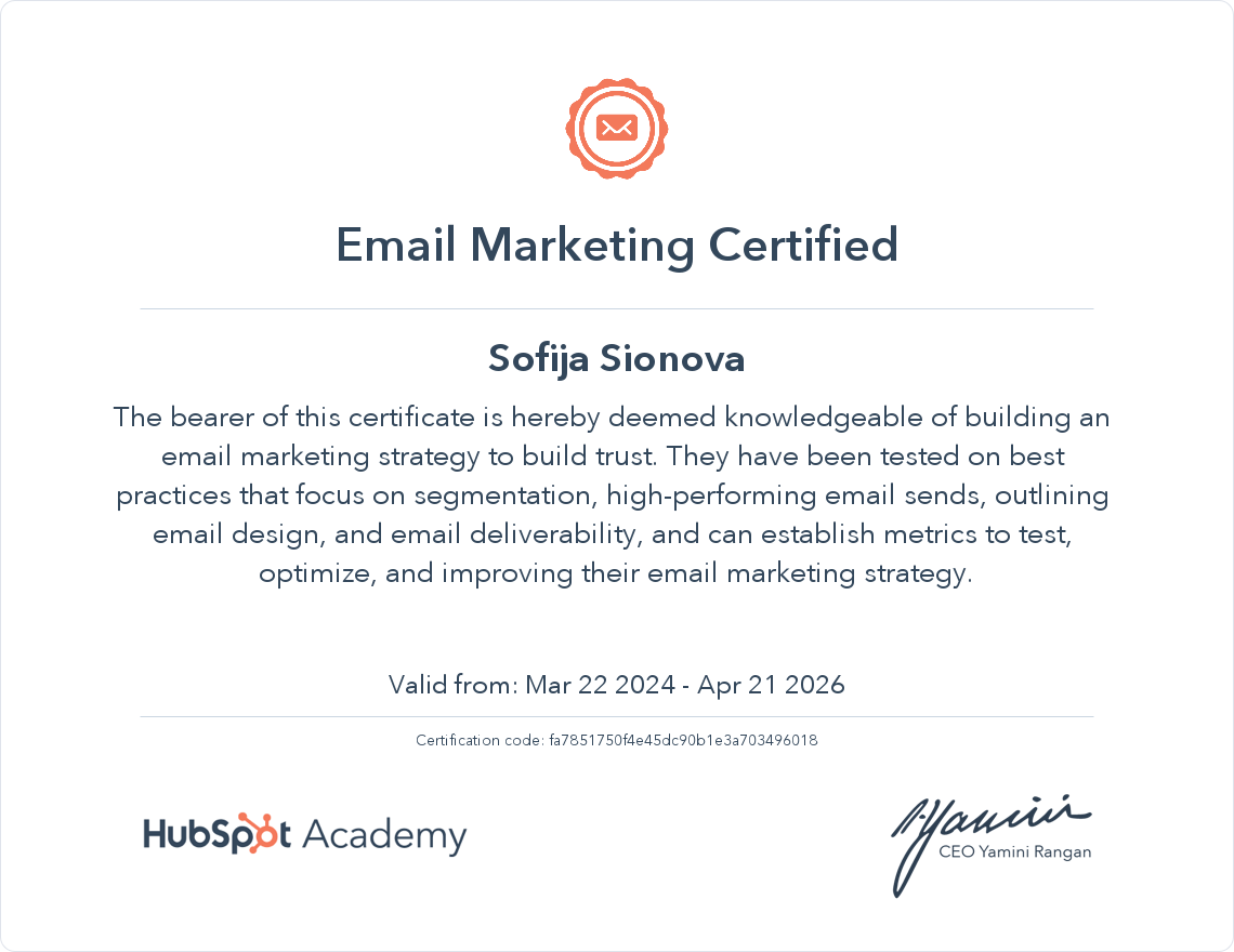 Your certificate