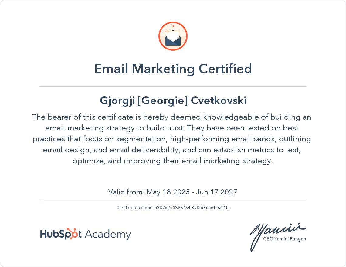 Your certificate