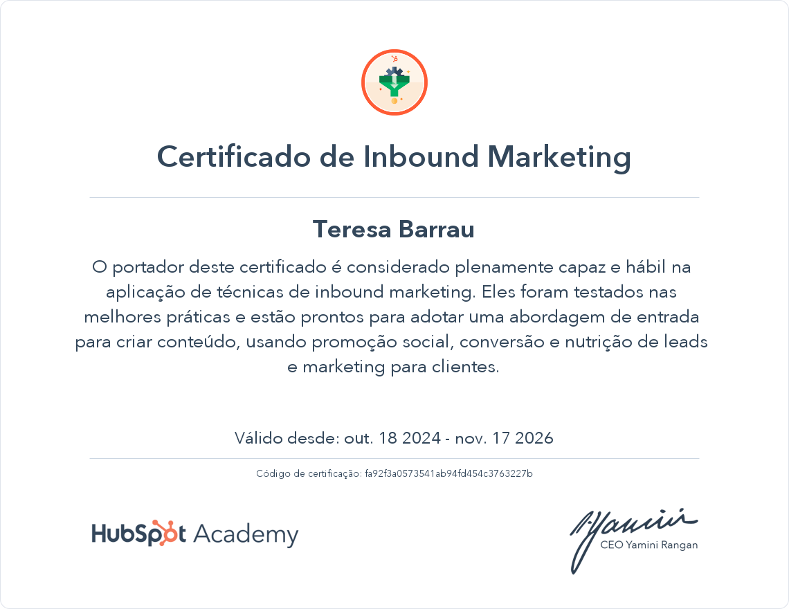 Seu certificado