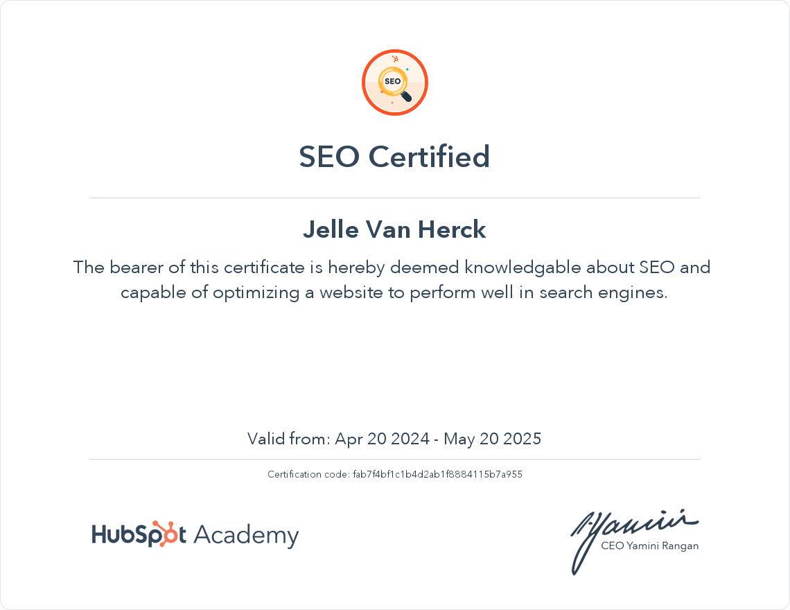 Your certificate