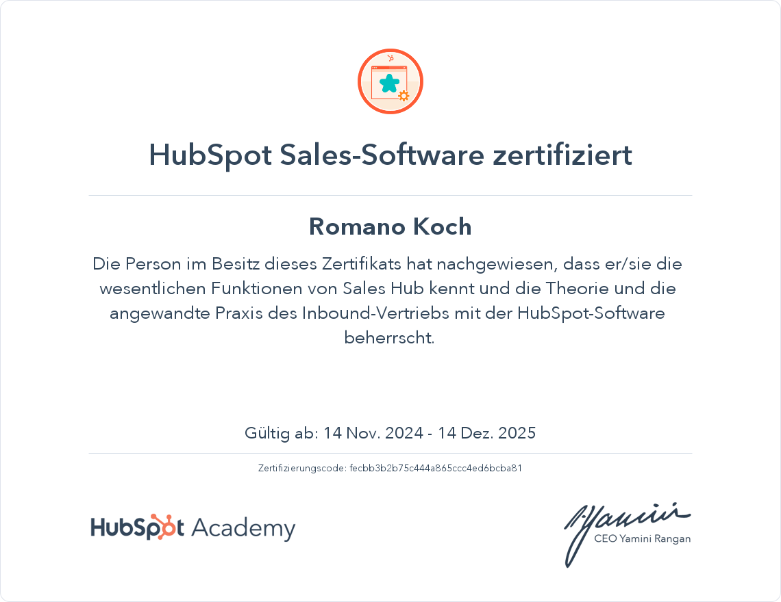 Your certificate