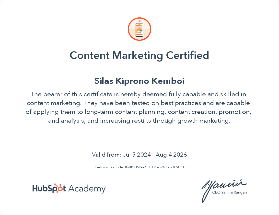 Your certificate