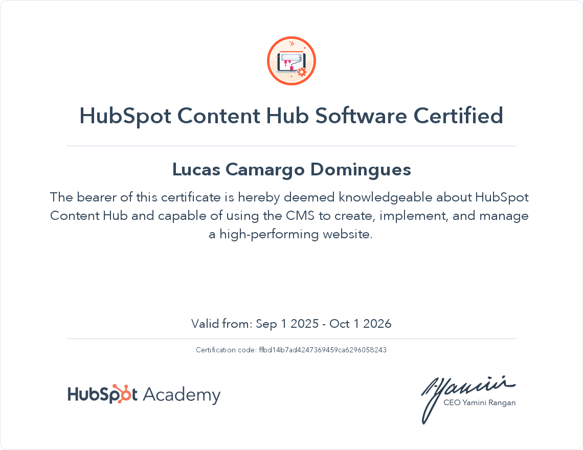 Certificação da HubSpot Academy HubSpot CMS For Marketers